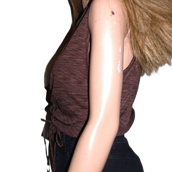 Divided Brown Tie Up Tank Top XL - Picture 4 of 6